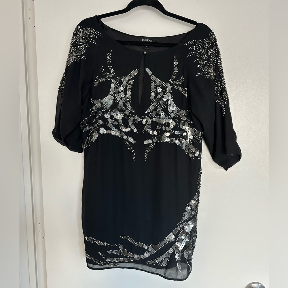 Bebe beaded mini dress | size Small